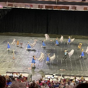 Students performing as part of a color guard competition